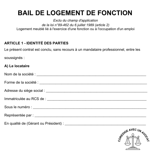 Bail de logement de fonction