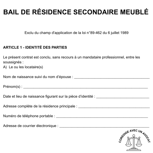 Bail de résidence secondaire meublé